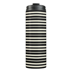 Minimalist Black and White Horizontal Striped Thermal Tumbler