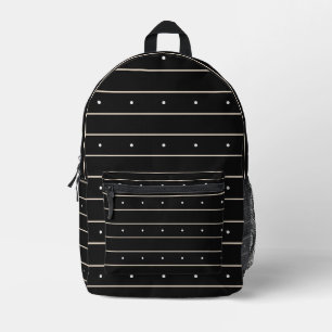 Minimalist Black And White Horizontal Striped With Printed Backpack
