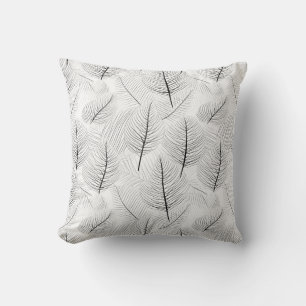 Minimalist Black and White Leaf Line Artistic Cushion