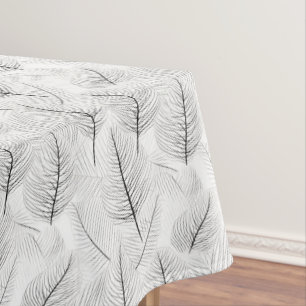 Minimalist Black and White Leaf Line Artistic Tablecloth