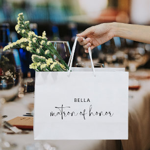 Minimalist Black And White Matron Of Honour Large Gift Bag