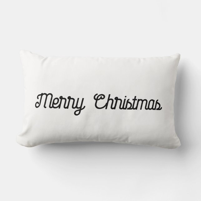 Minimalist Black and White Merry Christmas  Lumbar Cushion (Front)