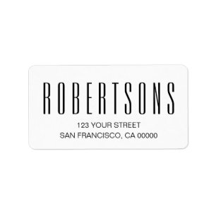 Minimalist black and white modern address label