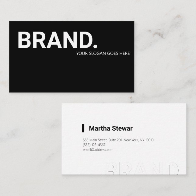 Minimalist black and white modern bold  business card (Front/Back)