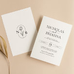 Minimalist Black and White Modern Classic Wedding Invitation<br><div class="desc">Minimalist Black and White Modern Classic Wedding Invitation. Monogram at the back.</div>