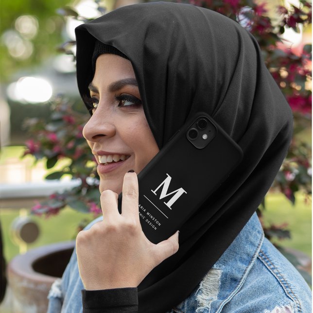 Minimalist Black and White Modern Custom Monogram Case-Mate iPhone Case (Creator Uploaded)