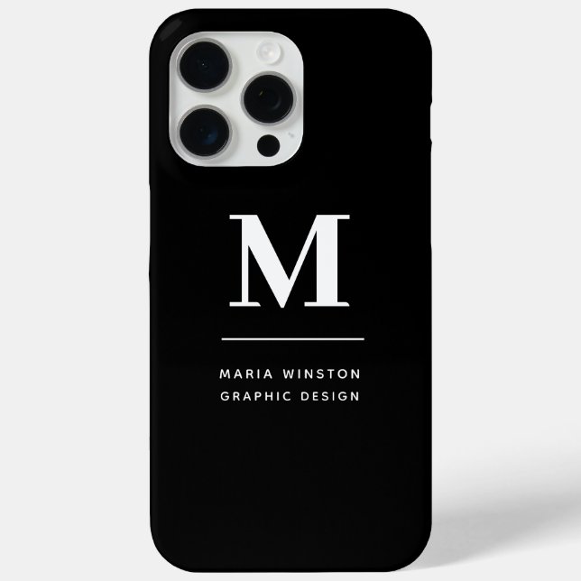 Minimalist Black and White Modern Custom Monogram Case-Mate iPhone Case (Back)
