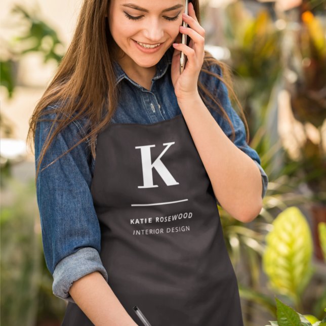 Minimalist Black and White Modern Monogram Apron (Creator Uploaded)