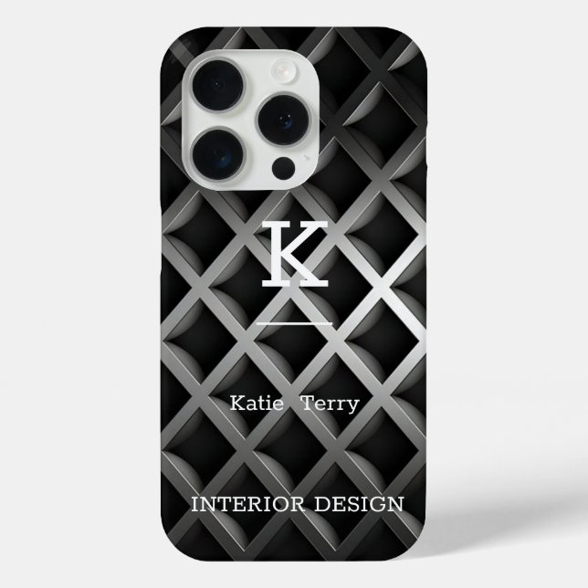 Minimalist Black and White Modern Monogram Case-Ma Case-Mate iPhone Case (Back)