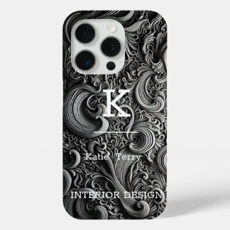 Minimalist Black and White Modern Monogram Case-Ma iPhone 15 Pro Case