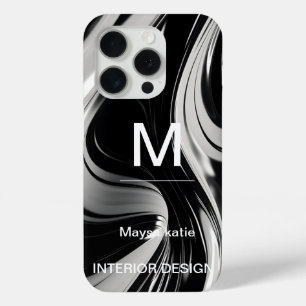 Minimalist Black and White Modern Monogram Case-Ma iPhone 15 Pro Case