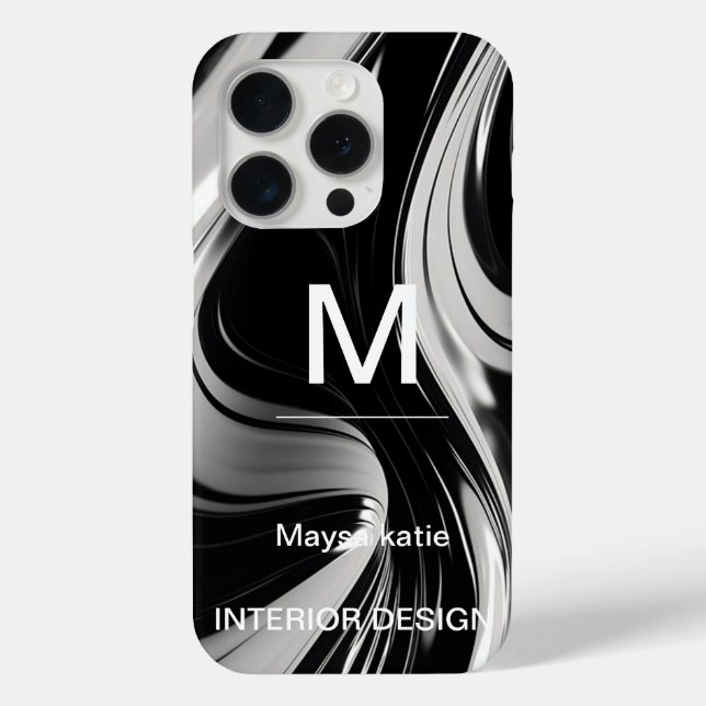 Minimalist Black and White Modern Monogram Case-Ma Case-Mate iPhone Case (Back)