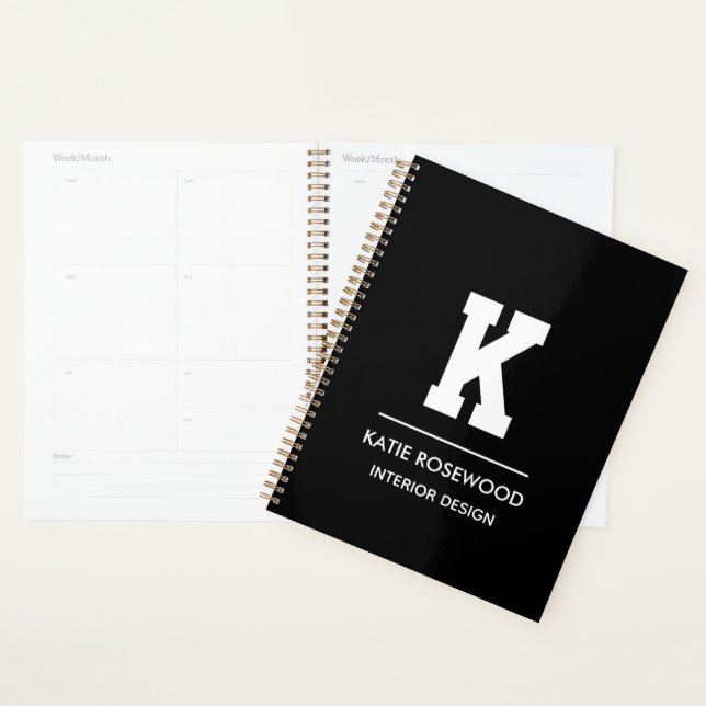 Minimalist Black and White Modern Monogram Case-Ma Planner (Display)