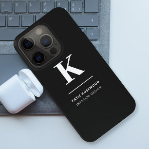 Minimalist Black and White Modern Monogram iPhone 15 Pro Case