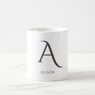 Minimalist Black and White Modern Monogram Coffee Mug