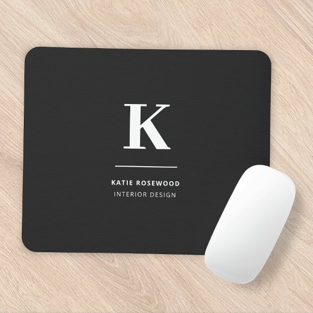 Minimalist Black and White Modern Monogram Mouse Pad (Creator Uploaded)
