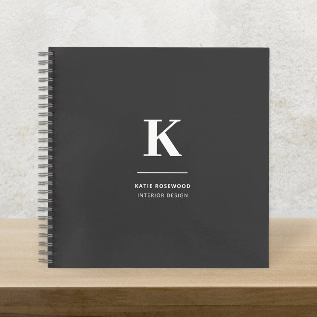 Minimalist Black and White Modern Monogram Notebook (Creator Uploaded)