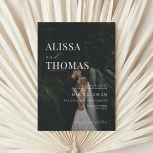 Minimalist Black and White Modern Photo Wedding Invitation
