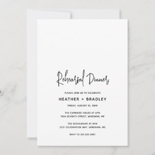 Minimalist Black and White Modern Rehearsal Dinner Invitation