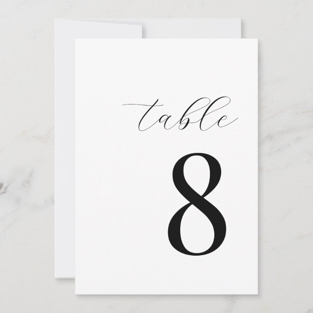 Minimalist Black and White Modern Table Number (Front)