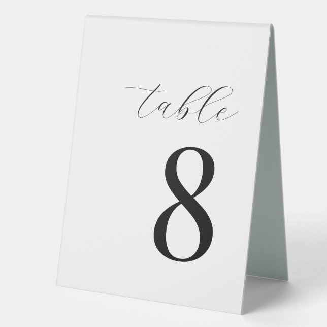 Minimalist Black and White Modern Table Number (Front)