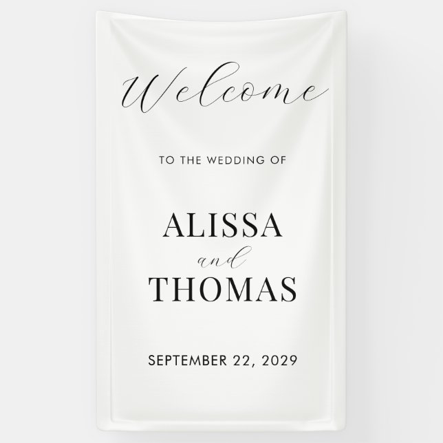 Minimalist Black and White Modern Wedding Banner (Vertical)