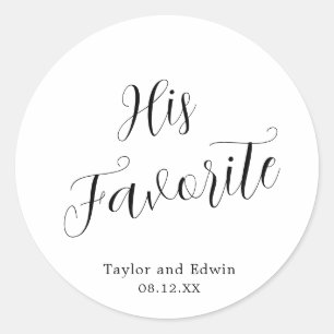 Minimalist Black and White Modern Wedding Classic Round Sticker