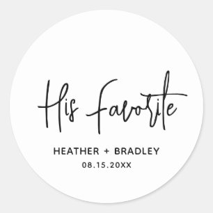 Minimalist Black and White Modern Wedding Classic Round Sticker
