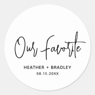 Minimalist Black and White Modern Wedding Classic Round Sticker