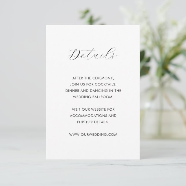 Minimalist Black and White Modern Wedding Enclosure Card (Standing Front)