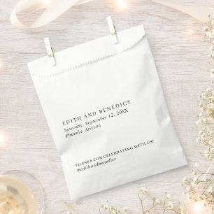 Minimalist Black and White Modern Wedding Favour Bag