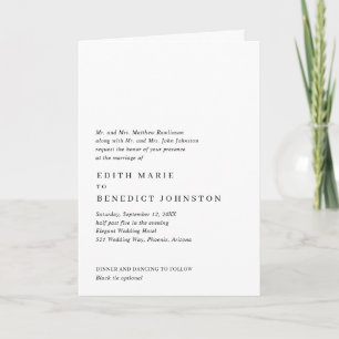Minimalist Black and White Modern Wedding Invitation