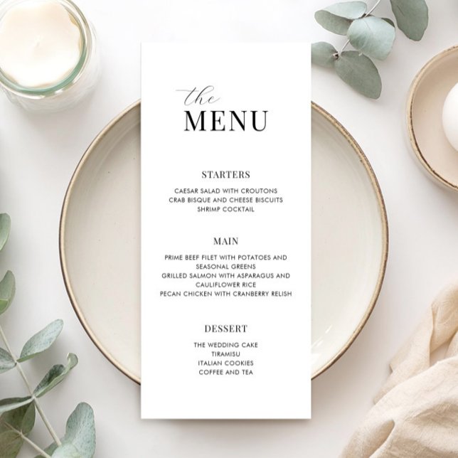 Minimalist Black and White Modern Wedding Menu (Creator Uploaded)