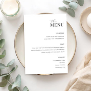 Minimalist Black and White Modern Wedding Menu