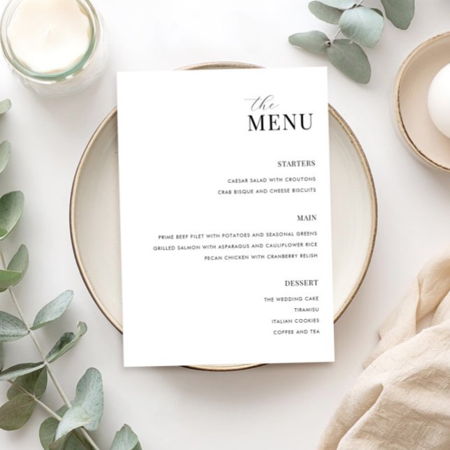 Minimalist Black and White Modern Wedding Menu (Creator Uploaded)