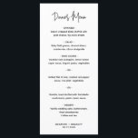 Minimalist Black and White Modern Wedding Menu<br><div class="desc">Modern wedding menu featuring a simple design with the header in an elegant script typography and your menu in a minimalist sans serif font.  All design elements are in black and white.  This chic wedding menu works well with any style of wedding.</div>