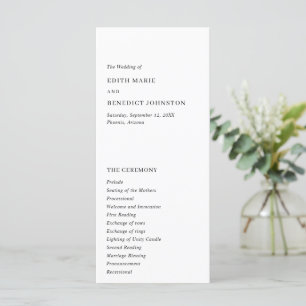 Minimalist Black and White Modern Wedding Program