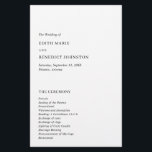 Minimalist Black and White Modern Wedding Program<br><div class="desc">Elegant black and white wedding program featuring a simple and minimal layout.  The left alignment gives this classic wedding program a modern element.  A minimal design that is great whether you are having a casual or a traditional / formal wedding.</div>