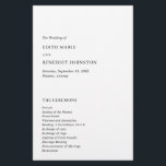 Minimalist Black and White Modern Wedding Program<br><div class="desc">Elegant black and white wedding program featuring a simple and minimal layout.  The left alignment gives this classic wedding program a modern element.  A minimal design that is great whether you are having a casual or a traditional / formal wedding.</div>