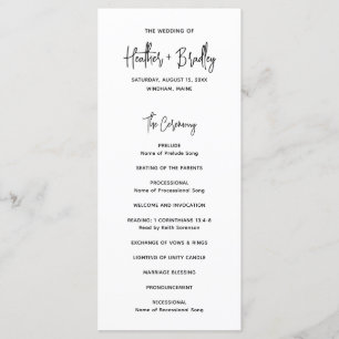 Minimalist Black and White Modern Wedding Program