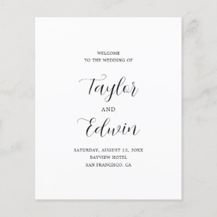 Minimalist Black and White Modern Wedding Program Flyer