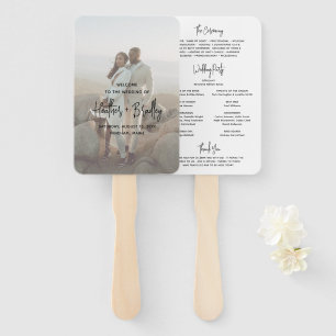 Minimalist Black and White Modern Wedding Program Hand Fan