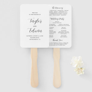 Minimalist Black and White Modern Wedding Program Hand Fan