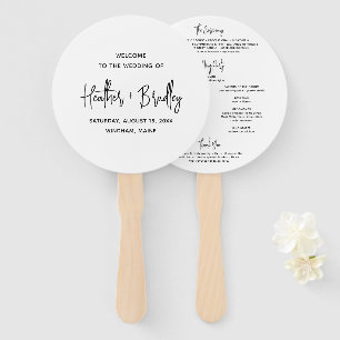 Minimalist Black and White Modern Wedding Program Hand Fan