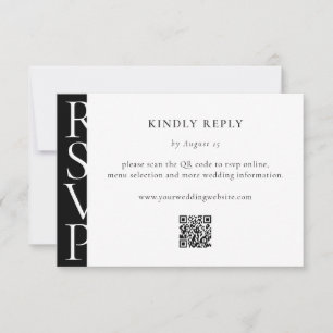 Minimalist Black and White Modern Wedding RSVP Card