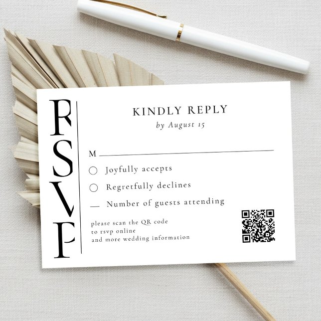 Minimalist Black and White Modern Wedding RSVP Card (Creator Uploaded)