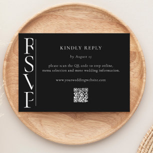 Minimalist Black and White Modern Wedding RSVP Card