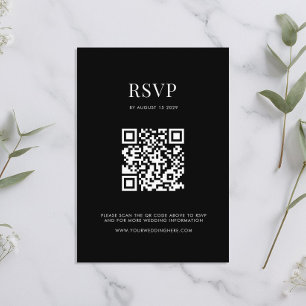 Minimalist Black and White Modern Wedding RSVP Card