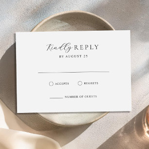 Minimalist Black and White Modern Wedding RSVP Card