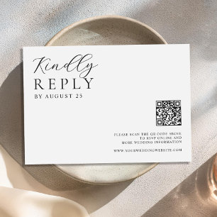 Minimalist Black and White Modern Wedding  RSVP Card